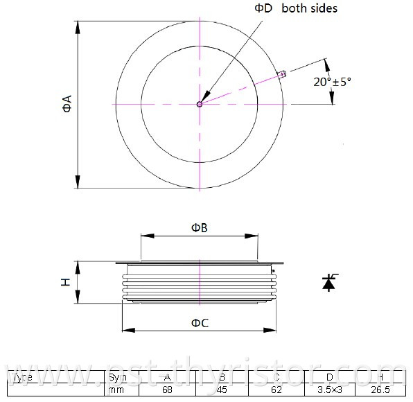 High Voltage Thyristor Control SCR kp1000A 6500V